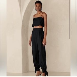 ARABELLA TIE-HEM SILK PANT- Black- NWT